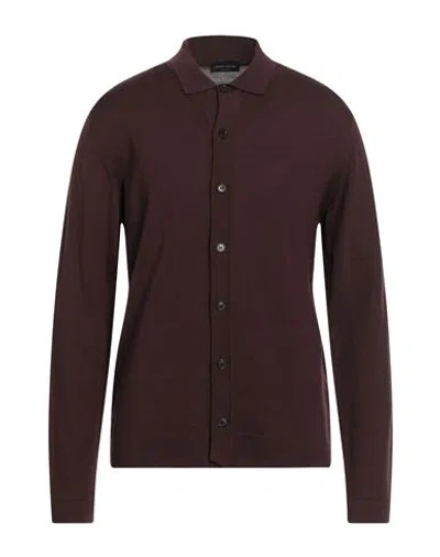 Roberto Collina Man Cardigan Chocolate Brown Size 38 Merino Wool