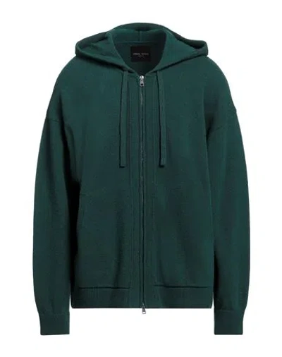 Roberto Collina Man Cardigan Dark Green Size 44 Merino Wool, Cashmere