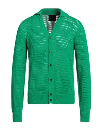 Roberto Collina Man Cardigan Green Size 36 Cotton