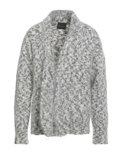 Roberto Collina Man Cardigan Grey Size 38 Merino Wool In Gray
