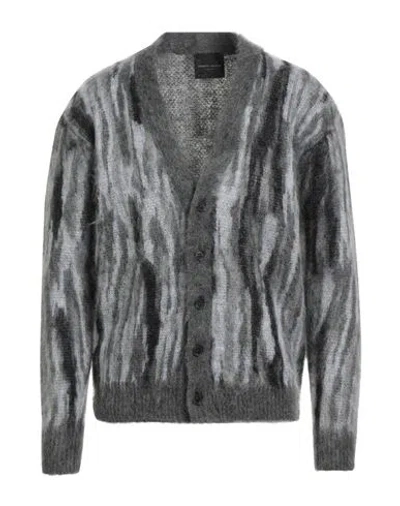 Roberto Collina Man Cardigan Grey Size 46 Mohair Wool, Nylon, Wool