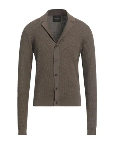 Roberto Collina Man Cardigan Khaki Size 38 Cotton