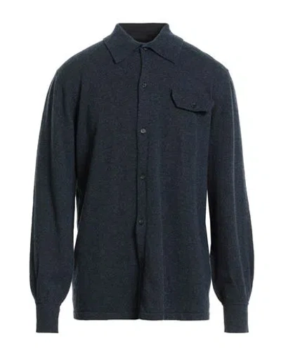 Roberto Collina Man Cardigan Midnight Blue Size 40 Merino Wool, Cashmere