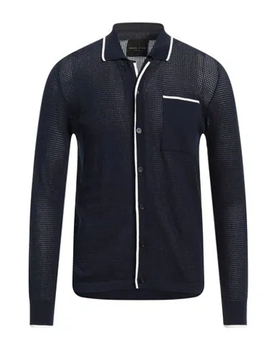 Roberto Collina Man Cardigan Navy Blue Size 42 Cotton