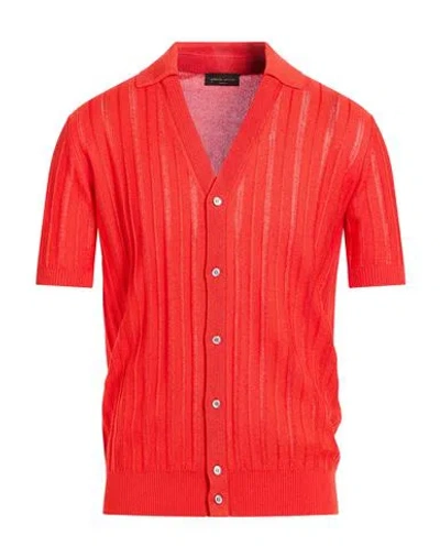 Roberto Collina Man Cardigan Red Size 38 Cotton, Viscose
