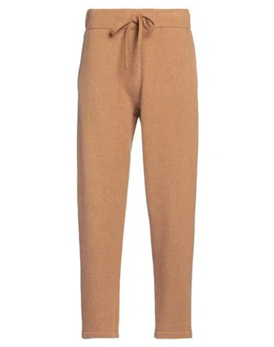 Roberto Collina Man Pants Camel Size 32 Merino Wool, Cashmere In Brown