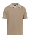 Roberto Collina Man Polo Shirt Khaki Size 38 Cotton In Brown