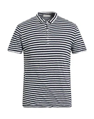 Roberto Collina Man Polo Shirt Midnight Blue Size 42 Linen, Cotton