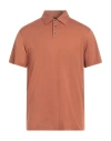 Roberto Collina Man Polo Shirt Rust Size 38 Cotton In Red