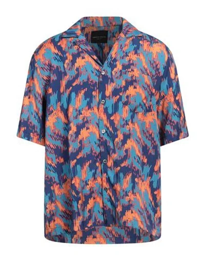 Roberto Collina Man Shirt Azure Size 38 Viscose In Blue