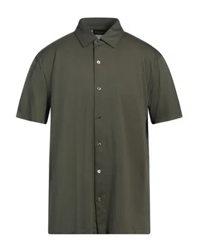 Roberto Collina Man Shirt Dark Green Size 42 Cotton