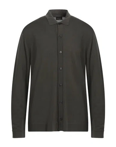 Roberto Collina Man Shirt Dark Green Size 44 Merino Wool