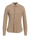 Roberto Collina Man Shirt Khaki Size 38 Linen, Elastane In Beige