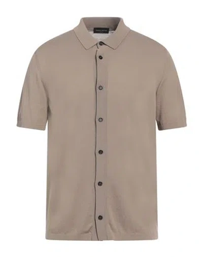Roberto Collina Man Shirt Khaki Size 46 Cotton In Beige