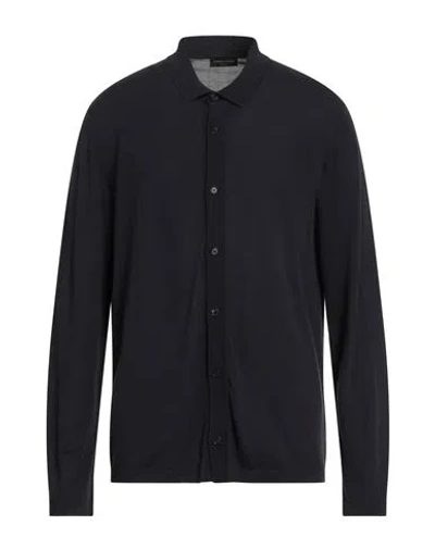 Roberto Collina Man Shirt Midnight Blue Size 44 Cotton