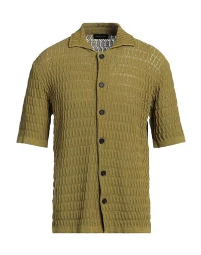 Roberto Collina Man Shirt Military Green Size 38 Organic Cotton, Linen
