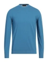 Roberto Collina Man Sweater Azure Size 38 Organic Cotton, Linen In Blue