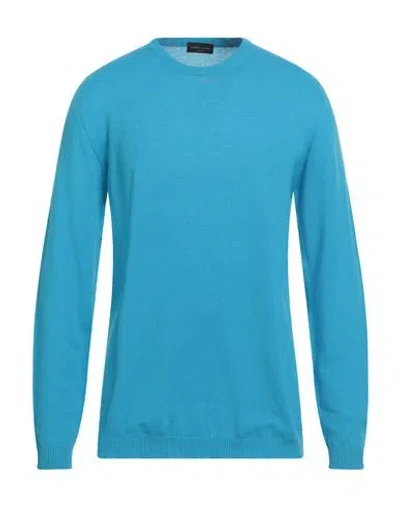 Roberto Collina Man Sweater Azure Size 42 Cashmere