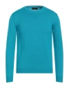 Roberto Collina Man Sweater Azure Size 42 Baby Alpaca Wool, Nylon, Wool In Blue