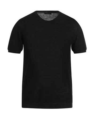 Roberto Collina Man Sweater Black Size 38 Linen