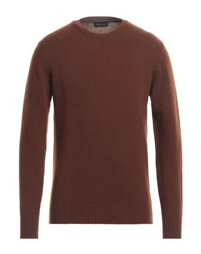Roberto Collina Man Sweater Brown Size 38 Merino Wool, Cashmere In Brown