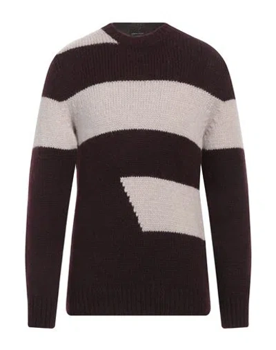 Roberto Collina Man Sweater Burgundy Size 40 Baby Alpaca Wool, Nylon, Wool In Brown
