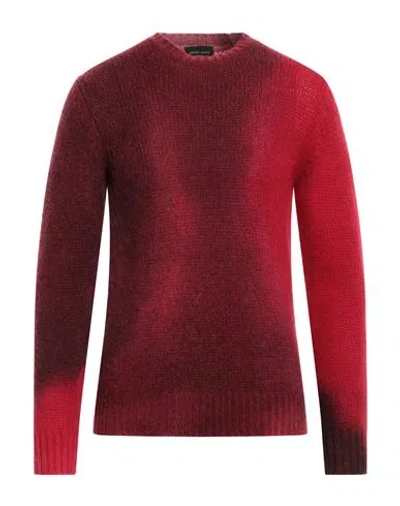 Roberto Collina Man Sweater Burgundy Size 38 Mohair Wool, Nylon, Wool In Red