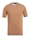 Roberto Collina Man Sweater Camel Size 38 Cotton In Beige