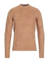Roberto Collina Man Sweater Camel Size 38 Cotton, Nylon, Elastane In Brown