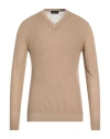 Roberto Collina Man Sweater Camel Size 44 Linen, Ecovero Viscose, Recycled Viscose In Beige
