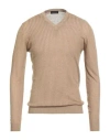 Roberto Collina Man Sweater Camel Size 38 Linen, Ecovero Viscose, Recycled Viscose In Brown
