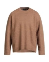 Roberto Collina Man Sweater Camel Size 40 Cotton, Nylon, Elastane In Brown