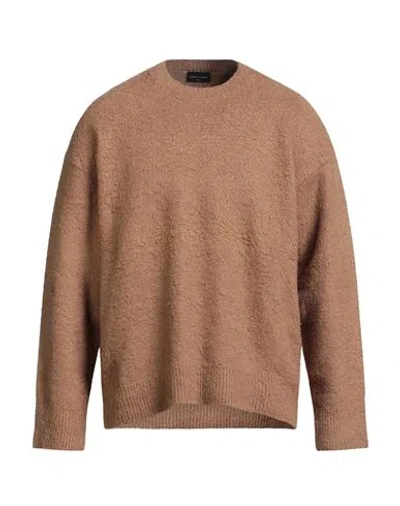 Roberto Collina Man Sweater Camel Size 40 Cotton, Nylon, Elastane In Brown