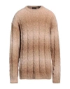 Roberto Collina Man Sweater Camel Size 40 Baby Alpaca Wool, Nylon In Beige