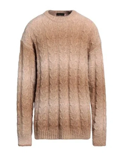 Roberto Collina Man Sweater Camel Size 40 Baby Alpaca Wool, Nylon In Beige