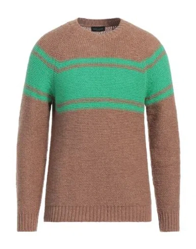 Roberto Collina Man Sweater Camel Size 42 Baby Alpaca Wool, Nylon, Wool In Brown