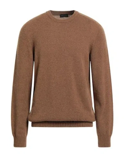 Roberto Collina Man Sweater Camel Size 44 Cashmere, Alpaca Wool In Brown