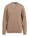 Roberto Collina Man Sweater Camel Size 44 Merino Wool