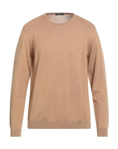 Roberto Collina Man Sweater Camel Size 44 Merino Wool