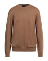 Roberto Collina Man Sweater Camel Size 44 Merino Wool In Beige