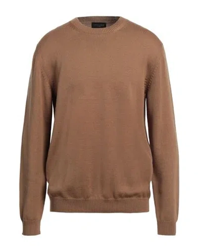 Roberto Collina Man Sweater Camel Size 44 Merino Wool In Beige