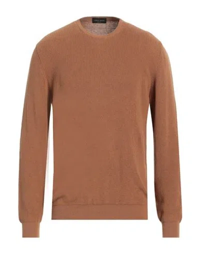 Roberto Collina Man Sweater Camel Size 44 Organic Cotton, Linen In Beige