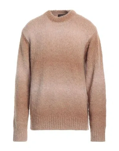 Roberto Collina Man Sweater Camel Size 38 Baby Alpaca Wool, Nylon In Beige