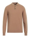 Roberto Collina Man Sweater Camel Size 44 Merino Wool In Beige