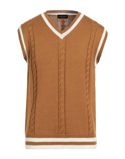 Roberto Collina Man Sweater Camel Size S Cotton In Beige