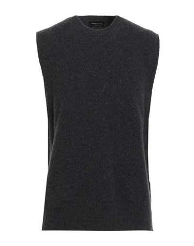 Roberto Collina Man Sweater Charcoal Size 38 Wool In Black