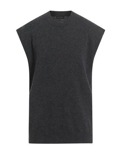 Roberto Collina Man Sweater Charcoal Size 42 Wool, Cashmere In Gray