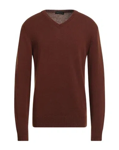 Roberto Collina Man Sweater Chocolate Brown Size 38 Merino Wool, Cashmere