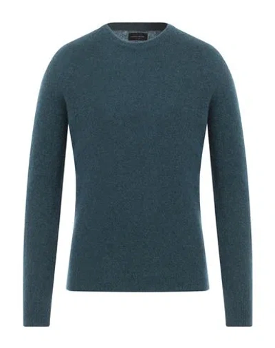 Roberto Collina Man Sweater Deep Jade Size 38 Cashmere, Silk, Polyester In Blue