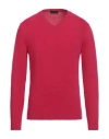 Roberto Collina Man Sweater Fuchsia Size 38 Merino Wool, Cashmere In Red